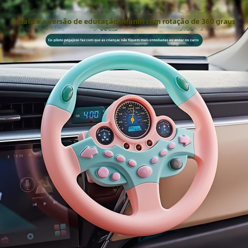 Volante Para Crianças Banco Traseiro Com Chave De Carro Pretend Driving Simulated Steering Wheel Toy Luz E Música