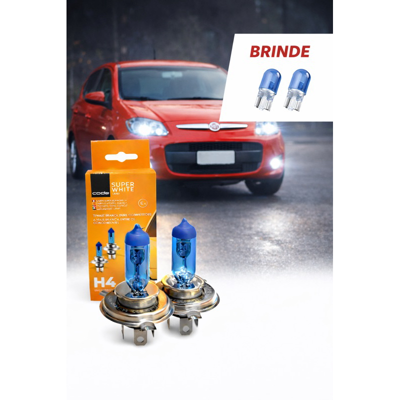Par Lâmpada Super Branca H4 Tech One Code 8500k E Brinde