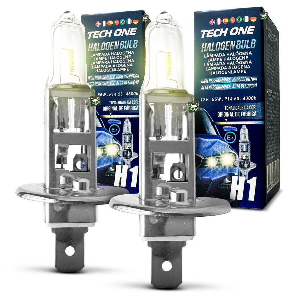 Par Lâmpada Halógena H1 4300k 12V 55w Tech One