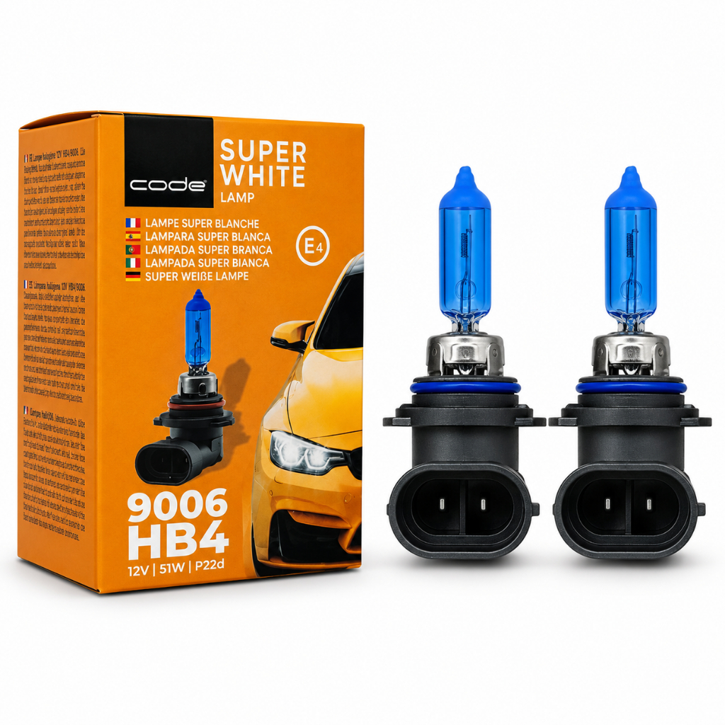 Par Lâmpada Super Branca Farol HB4 / 9006 8500K Code 51W 12V Automotiva Lampada Halogena