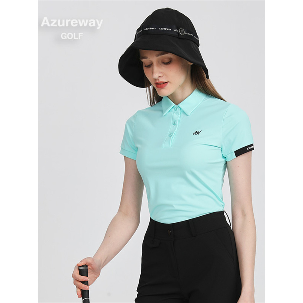 AW Genuine GOLF Summer Camiseta feminina de manga curta respirável de secagem rápida elástica mais fina aparência elegan
