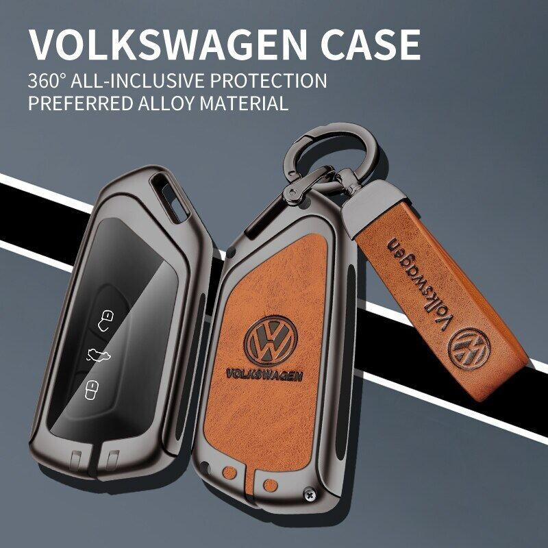 Capa Protetora de Chave de Carro em Couro Genuíno para Volkswagen VW Golf 8 MK8 GTI GTD Talagon ID3 ID4 ID5 ID6 Lamando