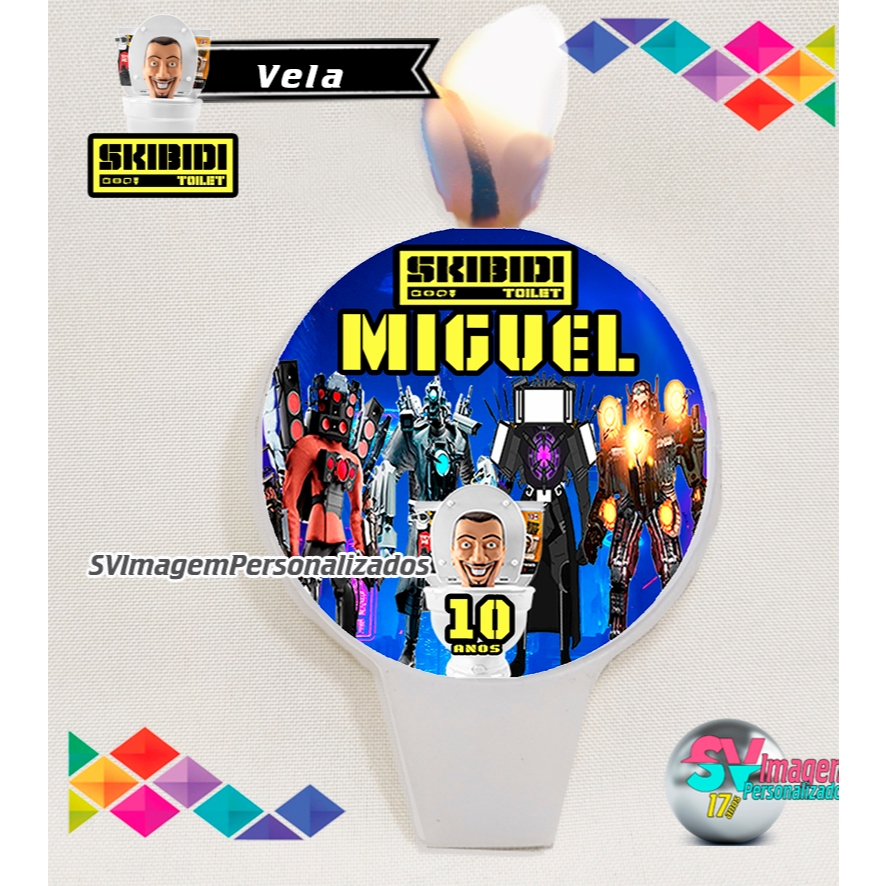 Festa Skibidi Toilet Vela de Aniversário Personalizada Decoração de Bolo Camera Man Envio Rápido