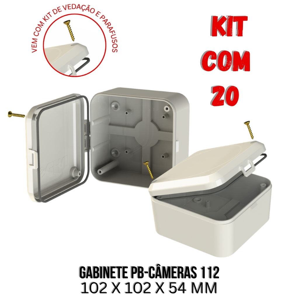 Kit 20 Caixa Plástica Gabinete Pb-Câmeras 112 C/Ip65 Para acessórios Câmeras De Segurança 5015-K20