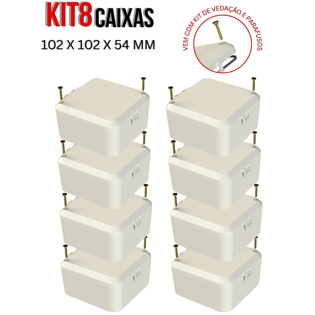 Kit 8 Caixa Gabinete Pb-Câmeras 112 C/Ip65 Com Parafusos E Vedação 5015-K8