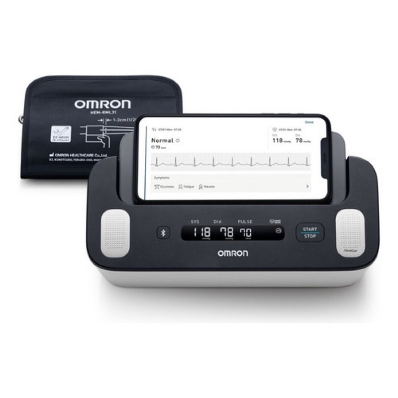 MONITOR DIGITAL DE PRESSÃO ARTERIAL DE BRAÇO  COMPLETE HEM-7530T ECG, COR PRETA MARCA OMRON