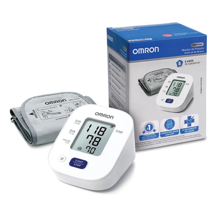 Monitor De Pressão Arterial De Braço Hem-7142 Omron Branco