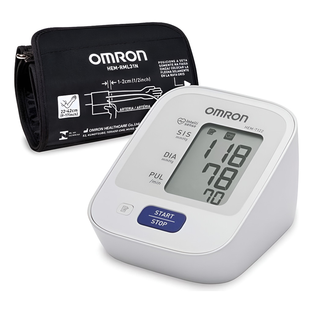 Monitor De Pressão Arterial De Braço Digital Hem-7122 Omron Cor Branco