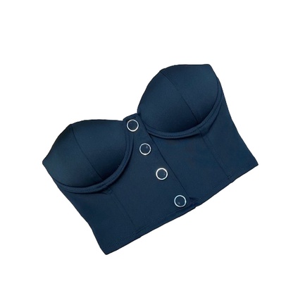 Top Cropped Feminino Tomara Que Caia Com Botão Bojo Suplex Moda Fashion Country Retro Elegante Balada