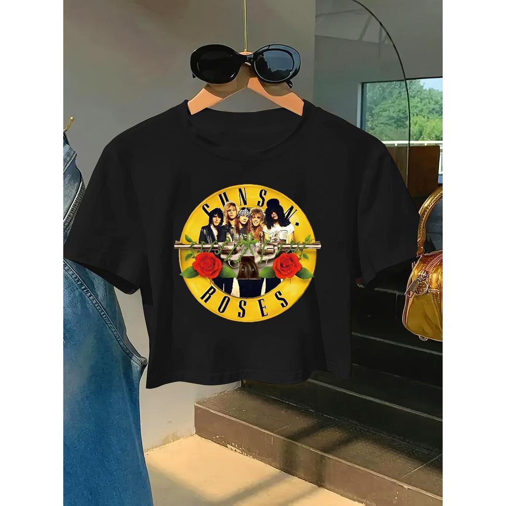 Cropped Guns n' Roses Atemporal Estiloso Blusinha Retro 100%  Algodão envio rapido