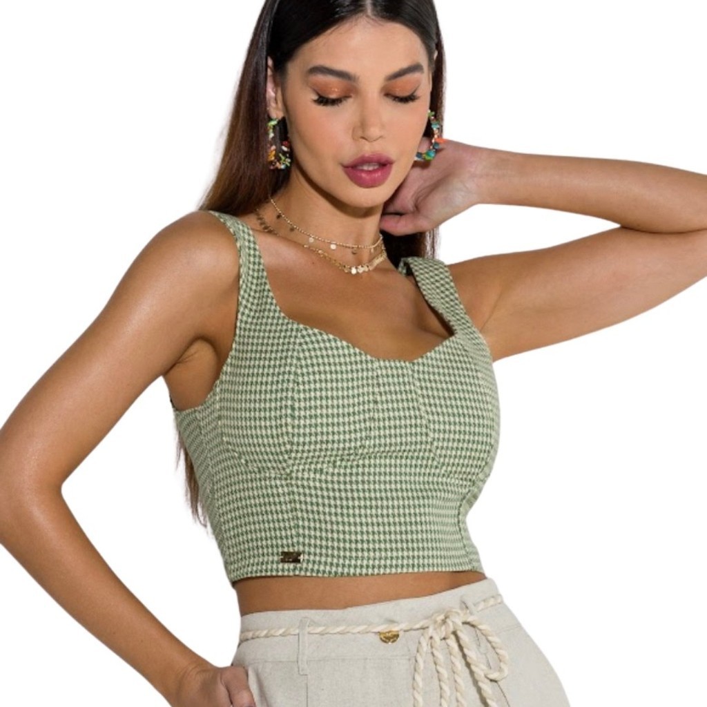Top Cropped Retro Onça Preta