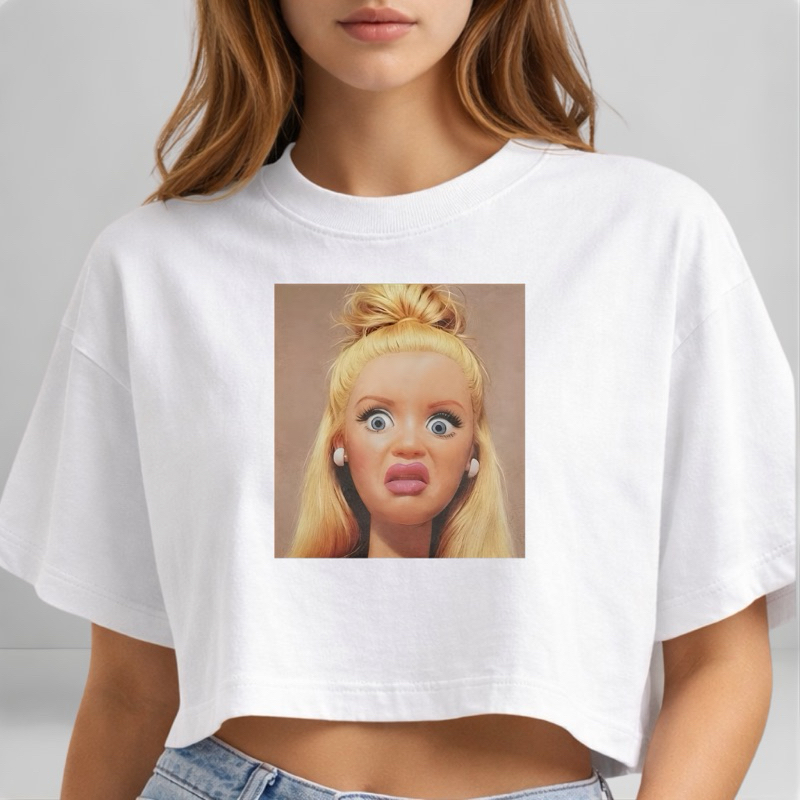 Cropped Oversized Estampa Boneca Engraçada Batik Retrô 100% Algodão Envio Rápido