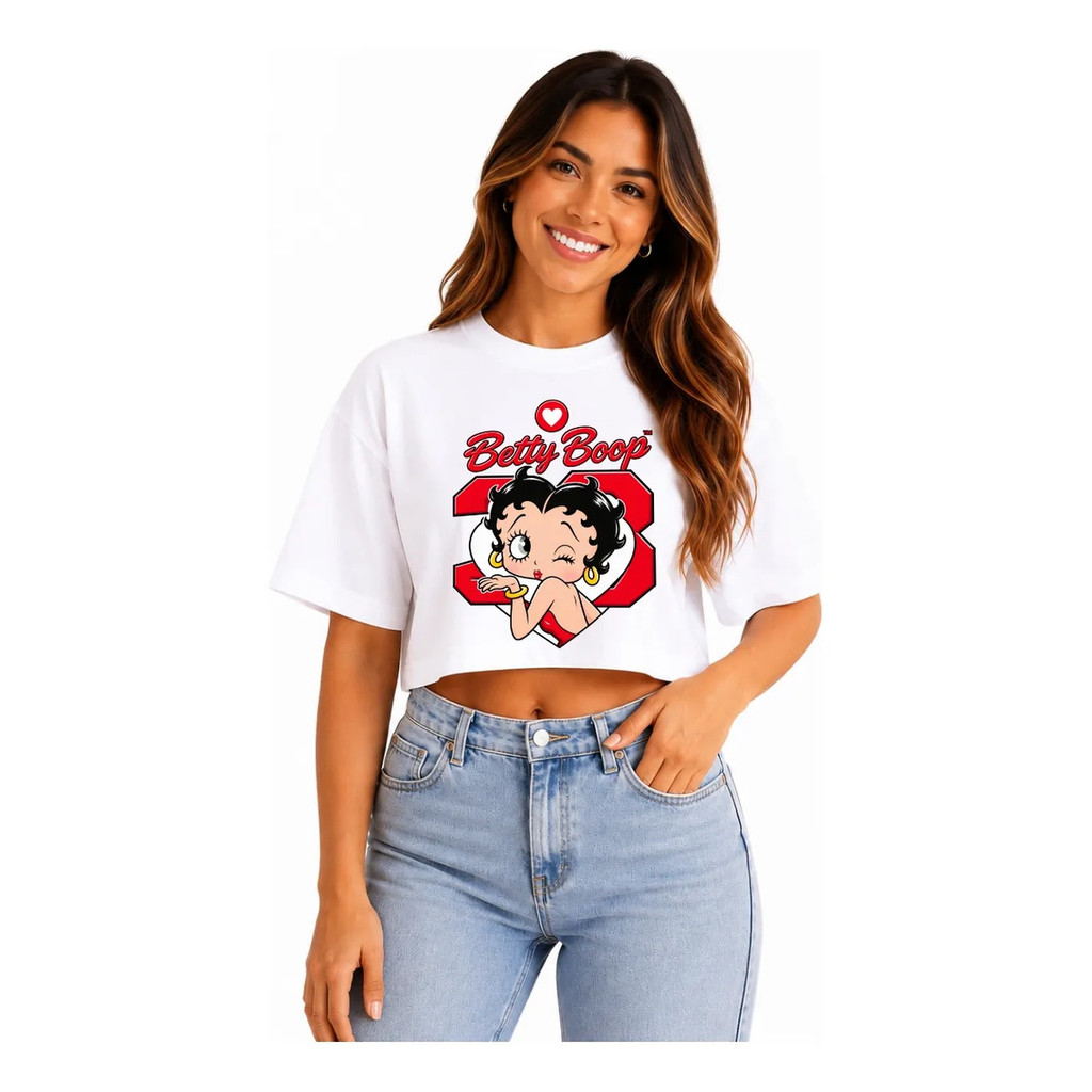 Cropped Feminino Betty Boop Estampado Retrô Poliflex