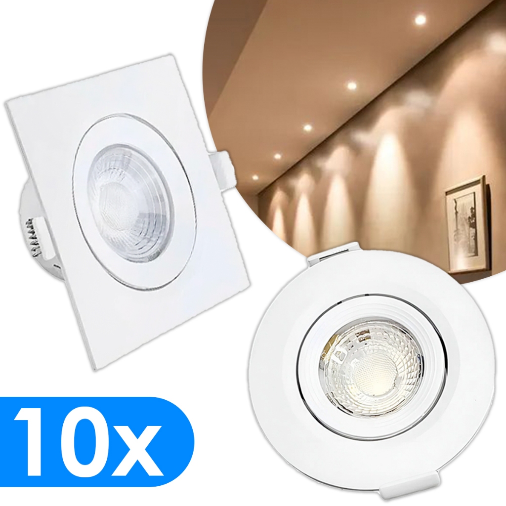10x  Luminárias Led Spot 5W Quadrado Redondo Embutir Branco Frio Branco Quente Bivolt