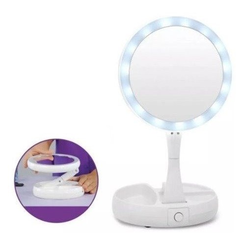 Espelho Mesa Com Led Aumento 10x Led luz Dobrável Para Maquiagem Pronta Entrega