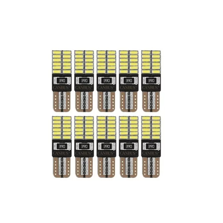 Kit 10x Unidades Lâmpada Pingo Canbus Canceler T10 24 Leds Teto Mala Placa Farolete Lanterna