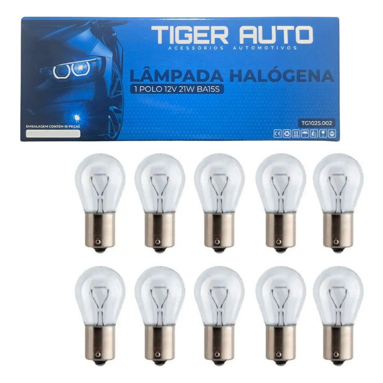 Kit 10x Lampadas 1 Polo Luz Lanterna Ré Seta 12V 21W Ba15s TG1025.002