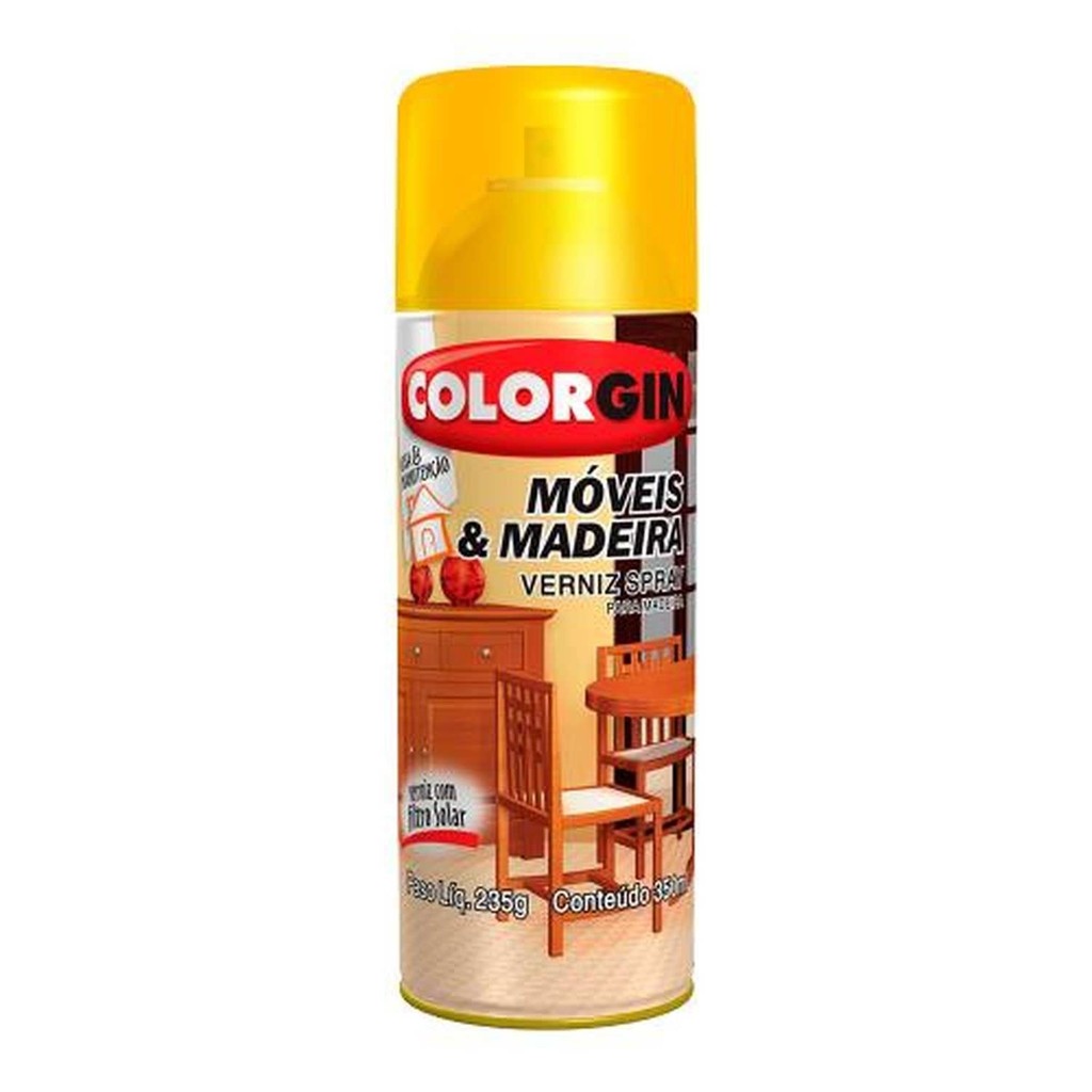 Verniz Spray Colorgin para Móveis e Madeira Natural 350ml - Proteção UV