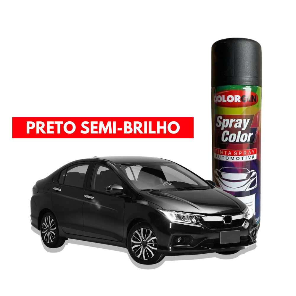 Spray Preto Color Gin Semi Brilho 300ml Carro Limpeza Pintura Lixa Proteção Pequeno Brilho Proteção