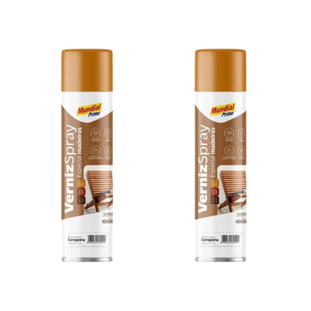 Kit 2 Verniz De Madeira Spray Cerejeira 400ml Proteção UV
