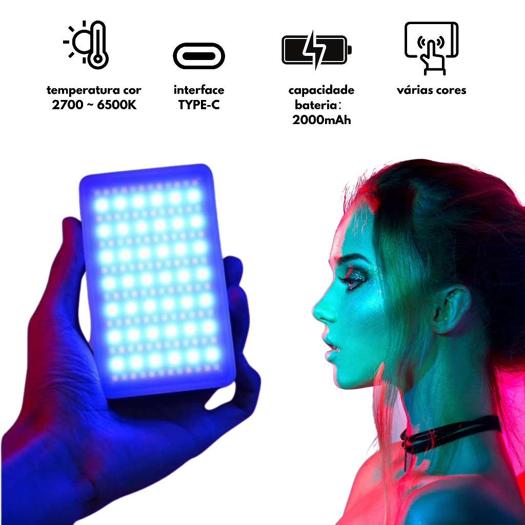 Mini luz de preenchimento rgb /luz branco portátil para celular foto slr selfie vlog fotografia