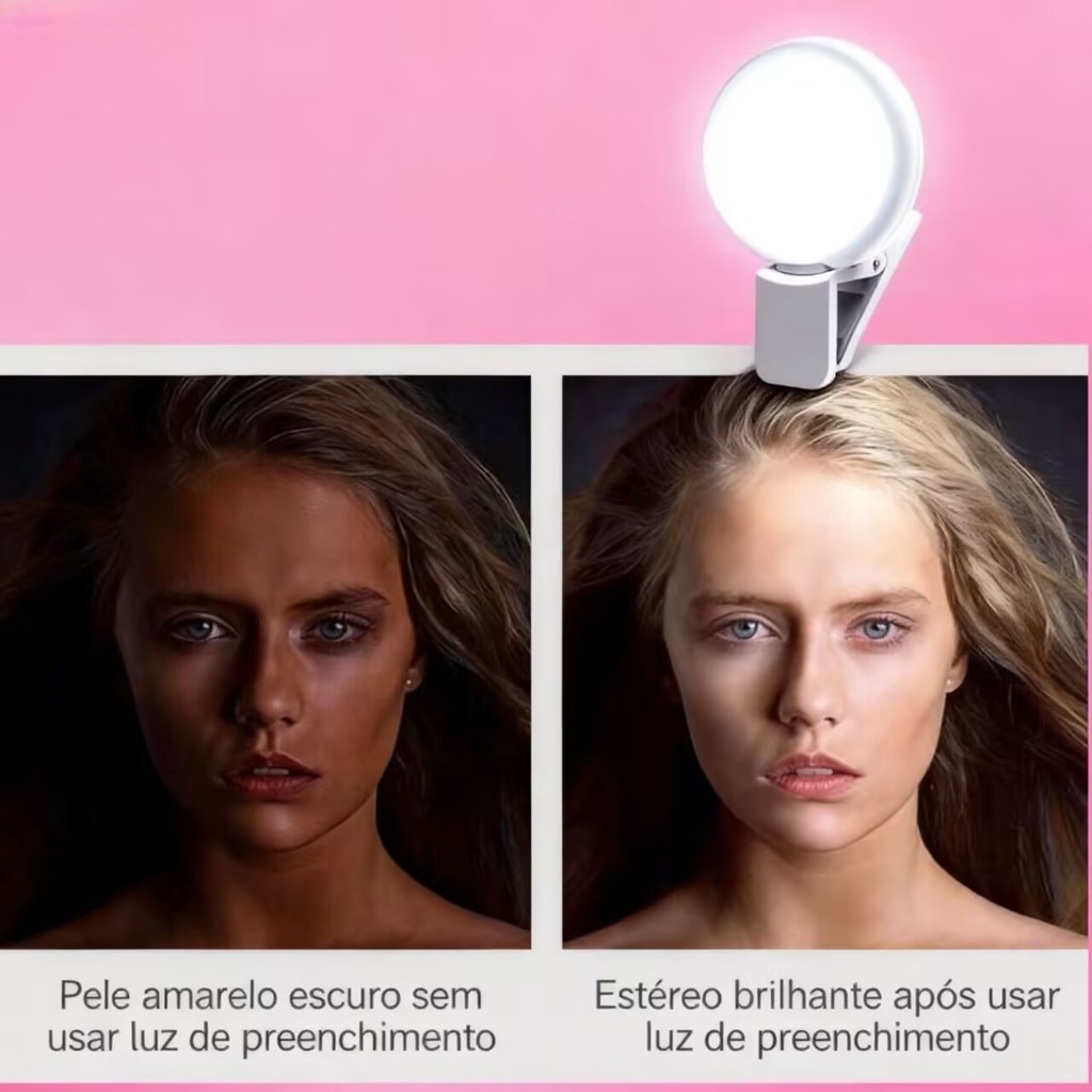 Anel Selfie Luz De Preenchimento Recarregável Bonito LED Ao Vivo Tirar Foto Flash Luzes Para Câmera Telefone