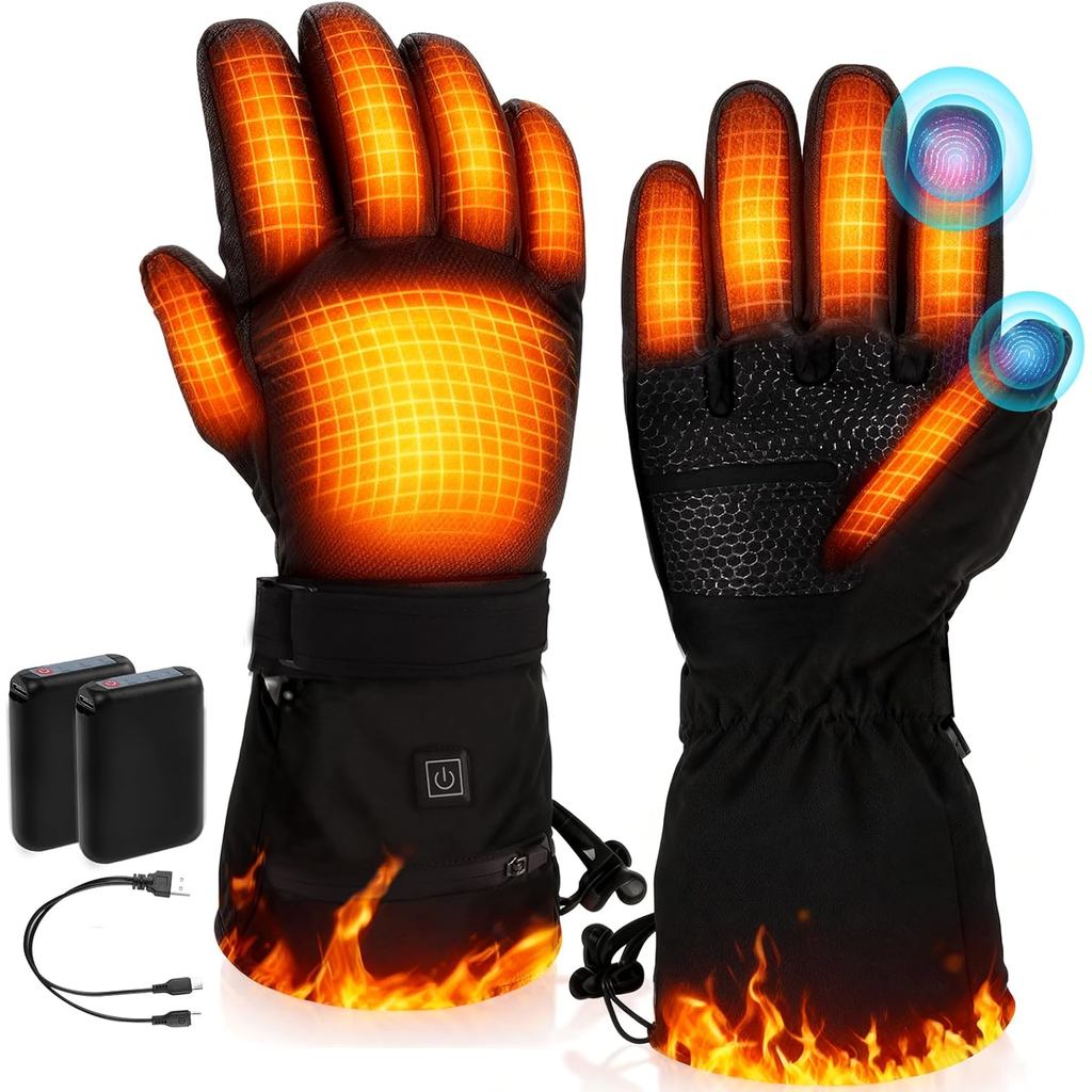 AYEAH Rechargeable Heated Gloves with 3 Heat Settings for Winter Outdoor Work Hunting Camping Snowboarding Hiking
