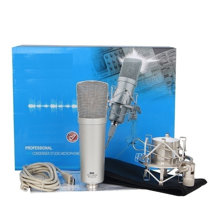 Microfone Condensador USB Podcast Streaming YouTube C/ Shock Mount