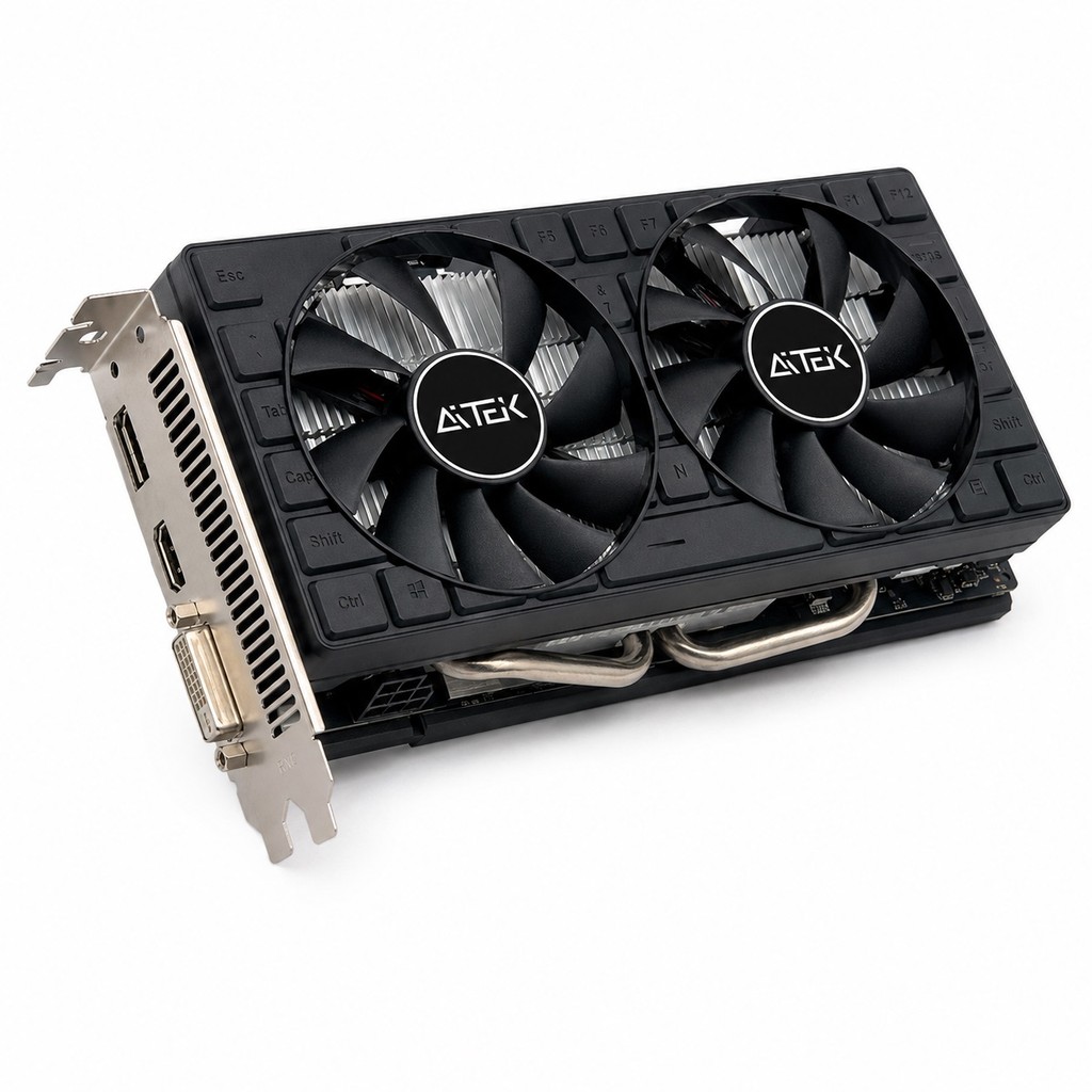 Placa de Vídeo Gamer AMD Radeon RX580 8GB GDDR5 256 Bits Dual Fan PCIe 3.0 HDMI DisplayPort DVI-D 6 Pinos Aitek DELTA