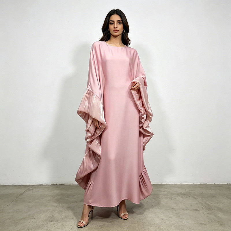 Elegant socialite-style dress2026New Summer Long Dress with Large Hem and Bat Sleeves, Loose and Slimming for Women