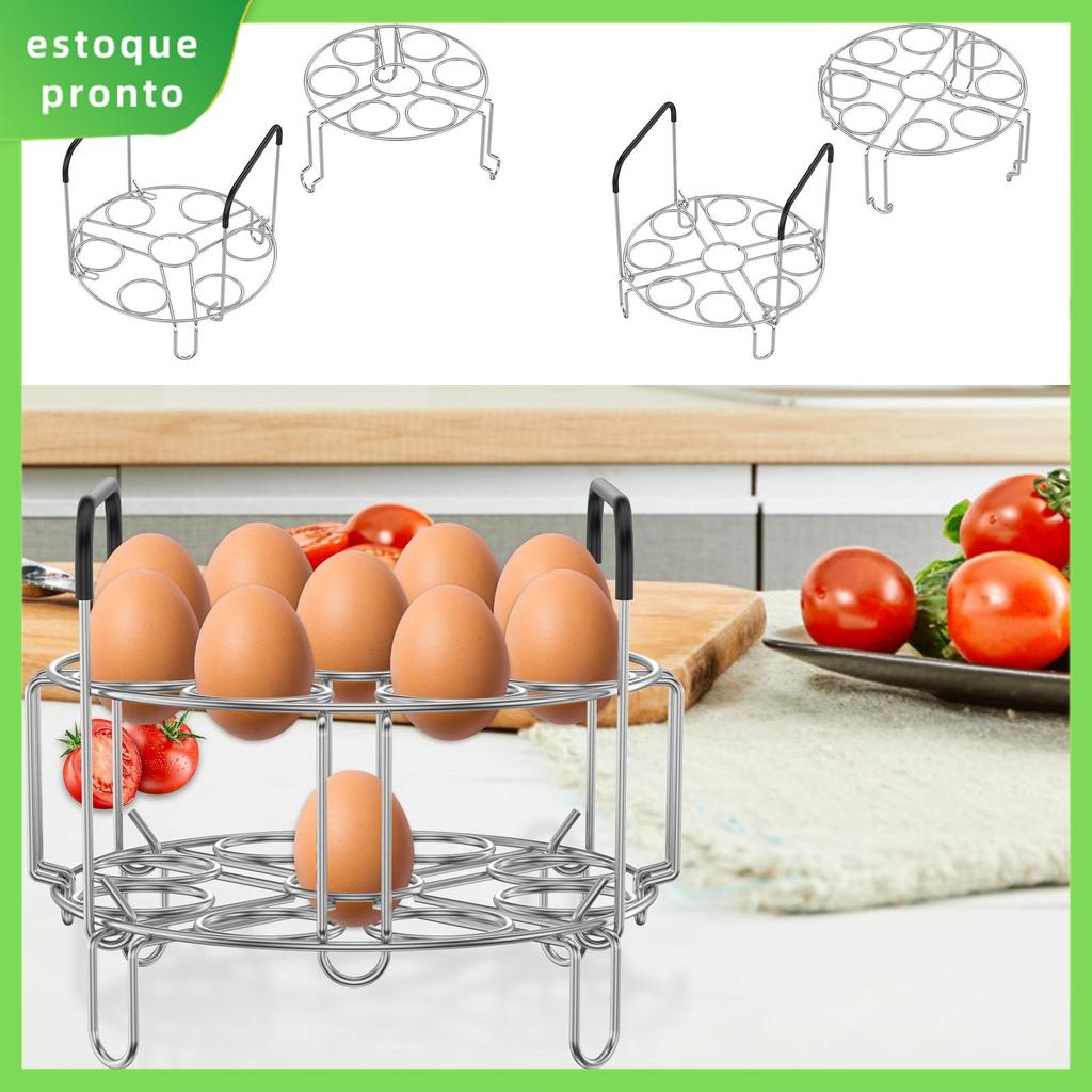 Trivet Empilhável De Aço Inoxidável Para Cozinhar Ovos , Camada Dupla , Rack Vaporizador De Com Alça Panela De Pressão D