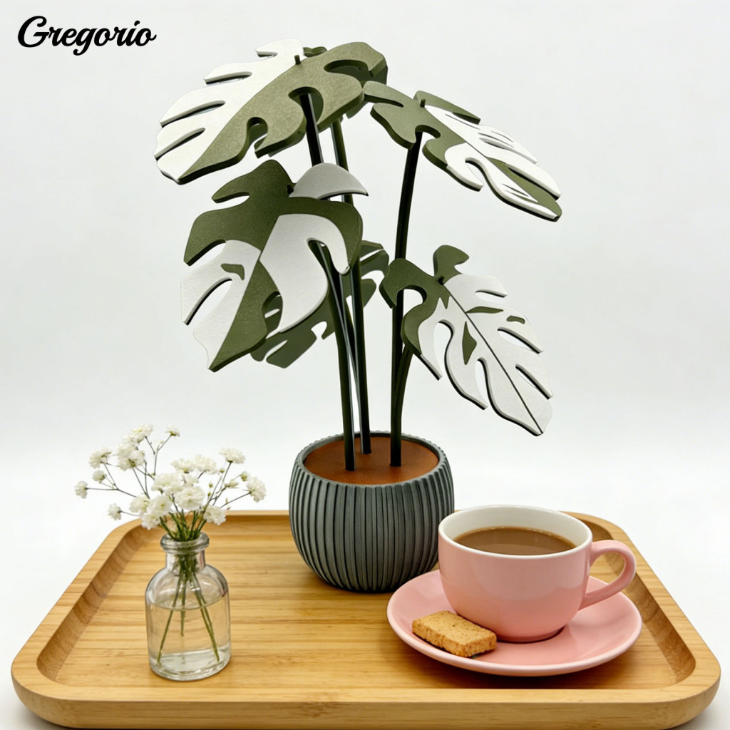 Drink Coasters Heat-resistant Anti-scald Mat 3d Printed Monstera Leaf Coaster Tropical Trivet for Kitchen Coffee Cup for