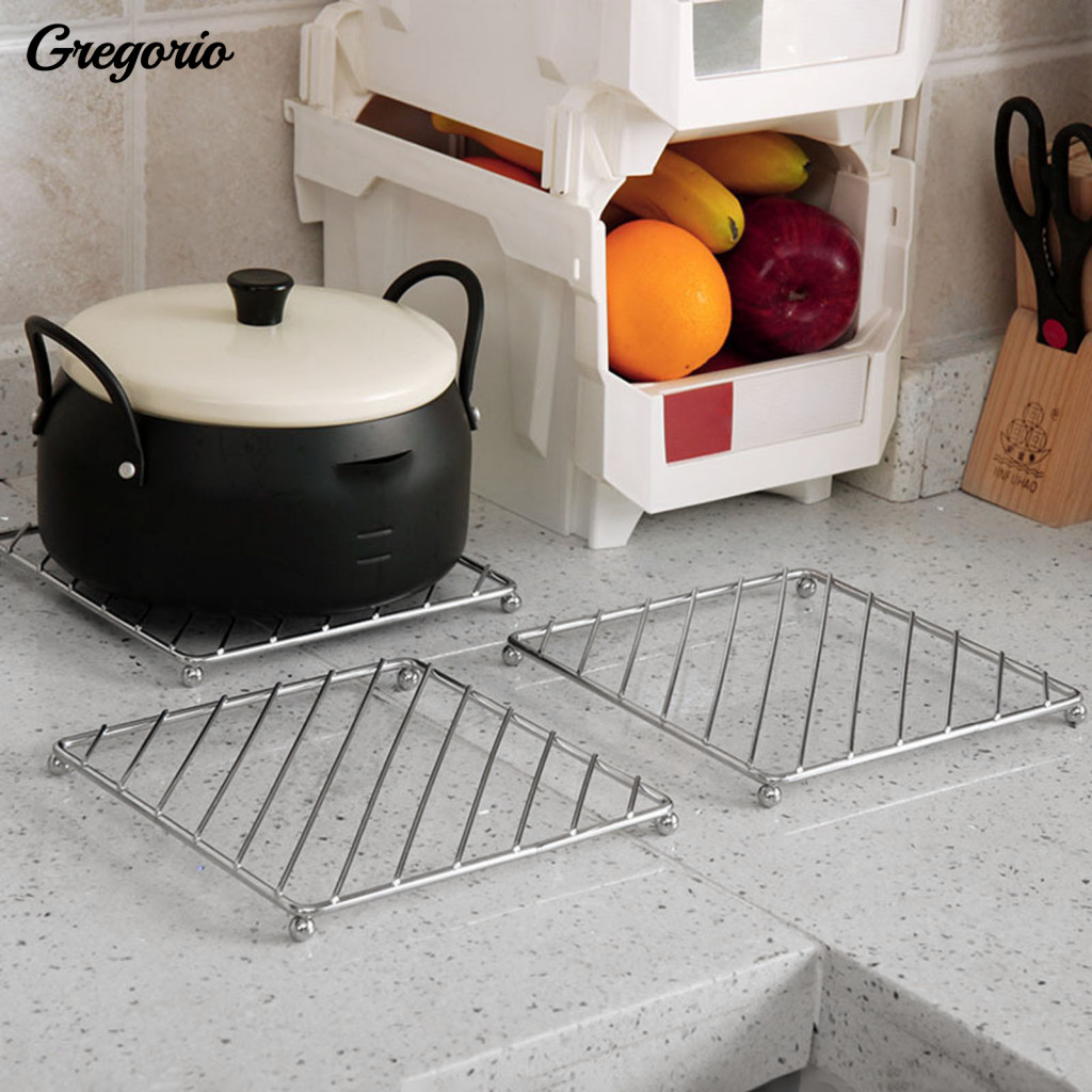 Kitchen Counter Heat Pad Stainless Steel Coaster Set Cast Iron Pot Mats Resistant Trivet – Thermal Insulation Non-slip