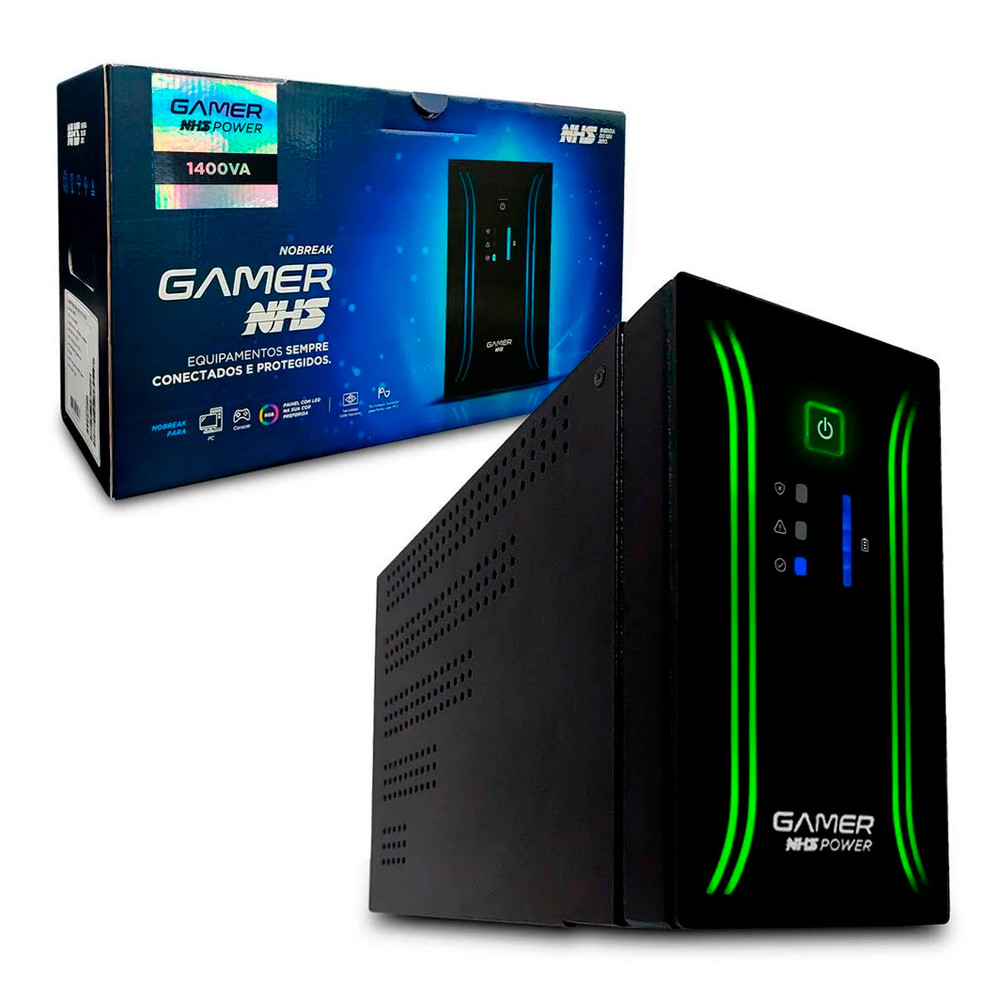 Nobreak NHS Gamer Power Senoidal 91.G0.014000 Entrada Bivolt Saída 120V (2bat.9Ah/Prot.Eth/USB)
