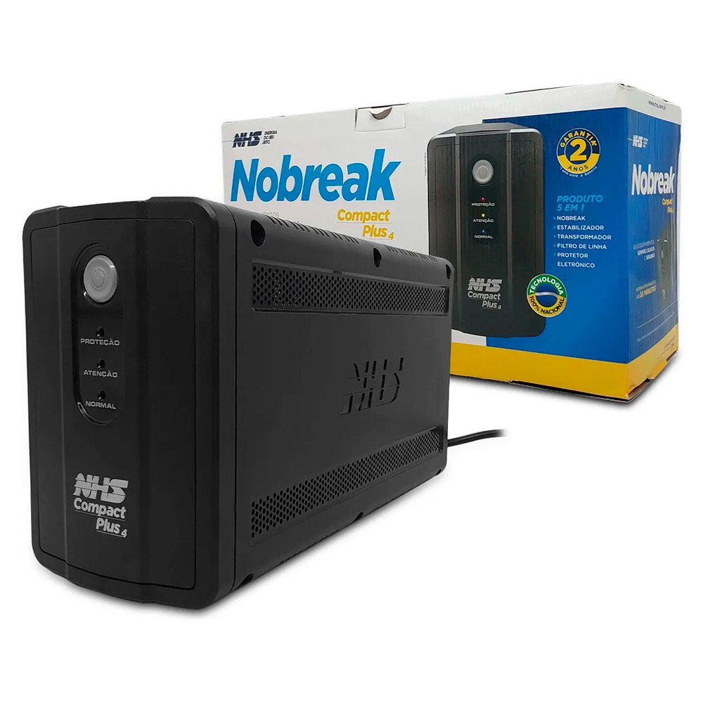 Nobreak NHS Compact Plus 4 Senoidal 91.A0.A01000 Entrada Bivolt Saída 120V (1000VA/2b.7Ah)