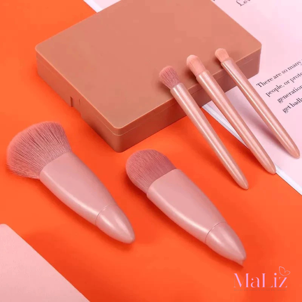 Kit 5 de Pincéis Para Maquiagem Com Espelho Super Sofisticado/Várias Cores Disponíveis/Promoção