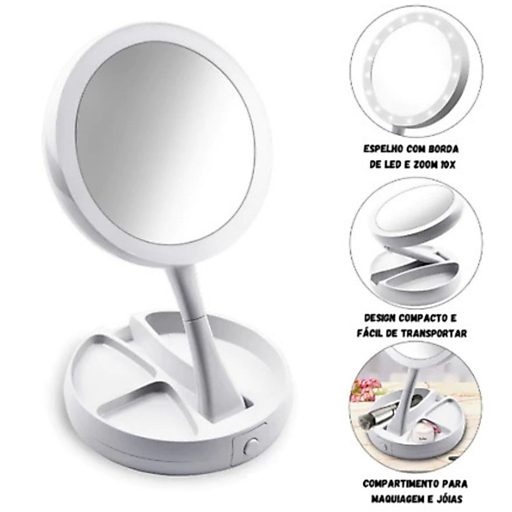 Kit para Maquiagem - Espelho Camarim com Iluminação LED + Lavador de Pincéis Automático