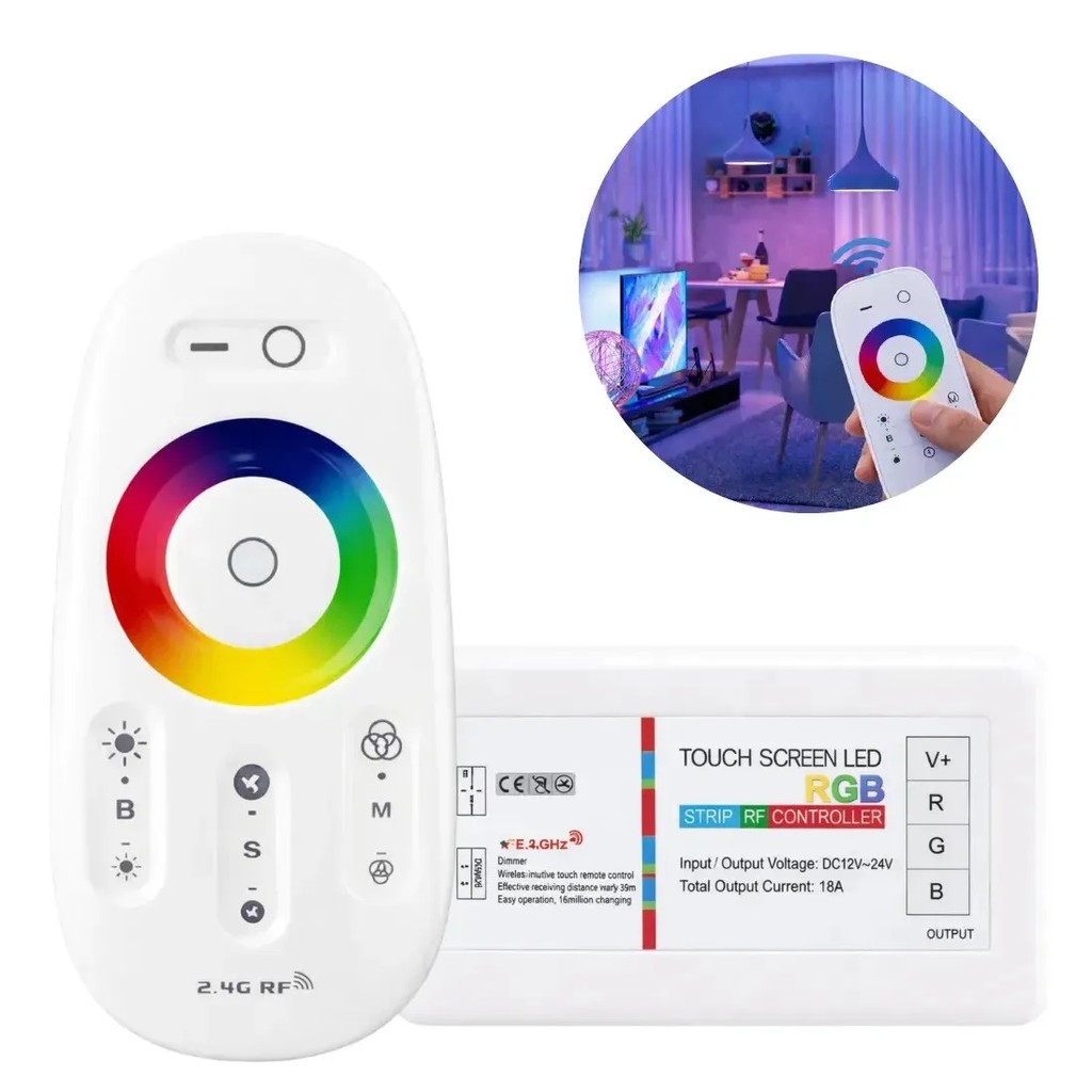 Controle Rgb Touch Screen Wireless Para Fita Led E Lâmpadas