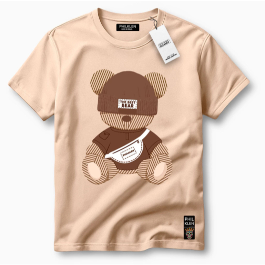 Camiseta Masculina Com Estampa Urso Gorro  Tecido Premium 100% Algodão