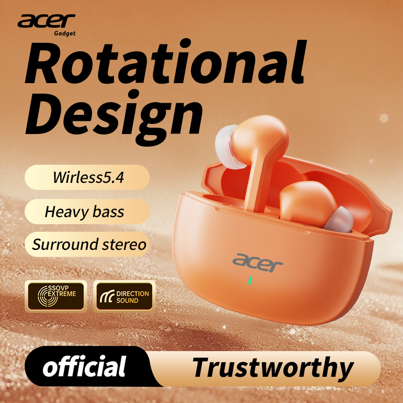 Acer OHR504 Fones De Ouvido Bluetooth Sem Fio Verdadeiro Jogo Estéreo Baixa Latência Assistente Voz Suporte Uso Portátil