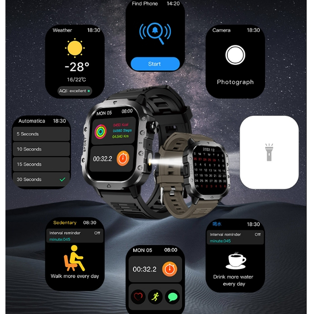 2025 Smartwatch H12 Ultra-Suporta SOS , Notificações De Mensagens , Chamadas Bluetooth , IP67 À Prova D'água