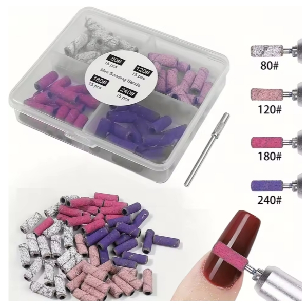 Mini Broca Mandril Refil De Lixa Premium para Motor Lixadeira Alongamento Unhas- 80/120/180/240 -