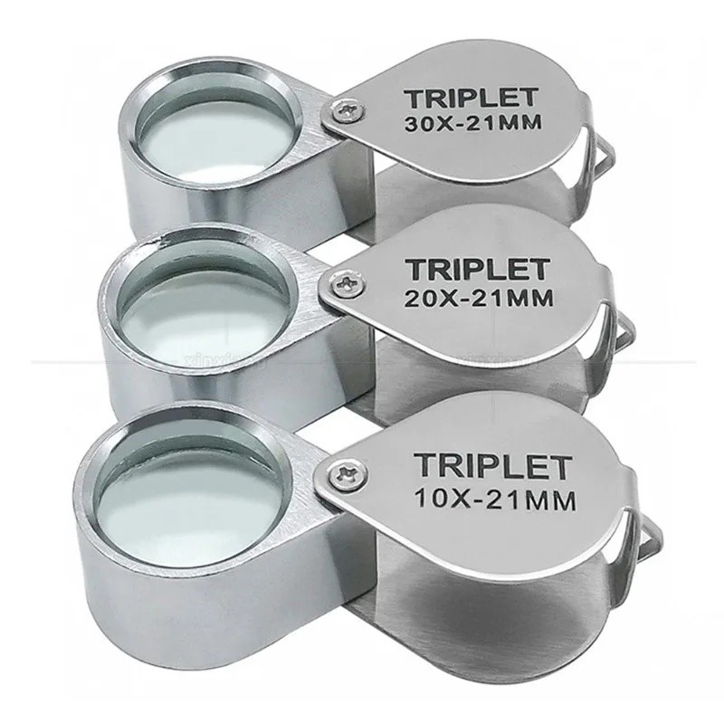 10x20x30x21mm Persianas De Metal De Alta Ampliação Lente De Vidro Dobrável Pequena Portátil Etiqueta De Jóias Lupa De Id