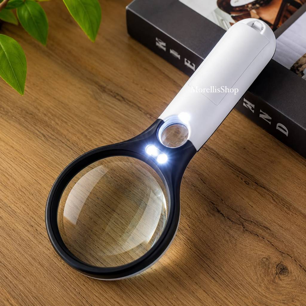 Lupa Iluminada De Vidro Com Luz Led Com3.5x Ampliação