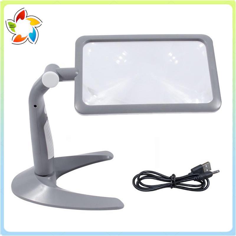 Lupa De Vidro Mãos-Livres 48 LED 2.5X 1 Unidade Com Suporte De 3 Modos De Luz Para Leitura De Idosos