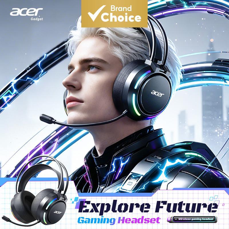 Acer OHR812 Fones de Ouvido de Cabeça para Jogos, Drivers de 60mm, Bluetooth 6.0, 2.4GHz Sem Fio, Bateria 50H, Luz RGB