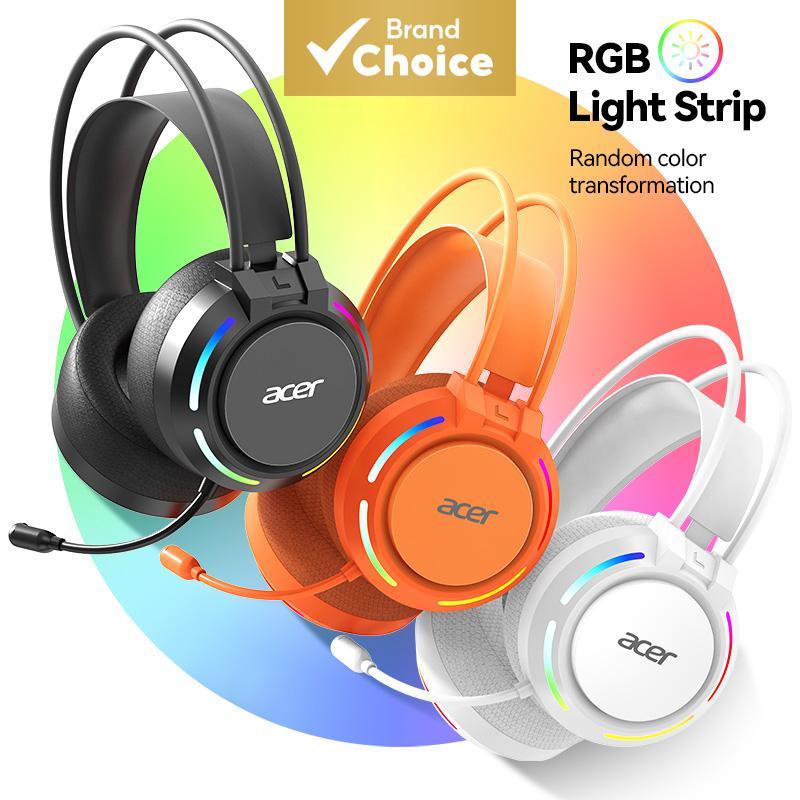 Fones de ouvido Acer OHR812 para jogos, sem fio, com Bluetooth 6.0, 2.4GHz, drivers de 60 mm, bateria de 50h, luz RGB e