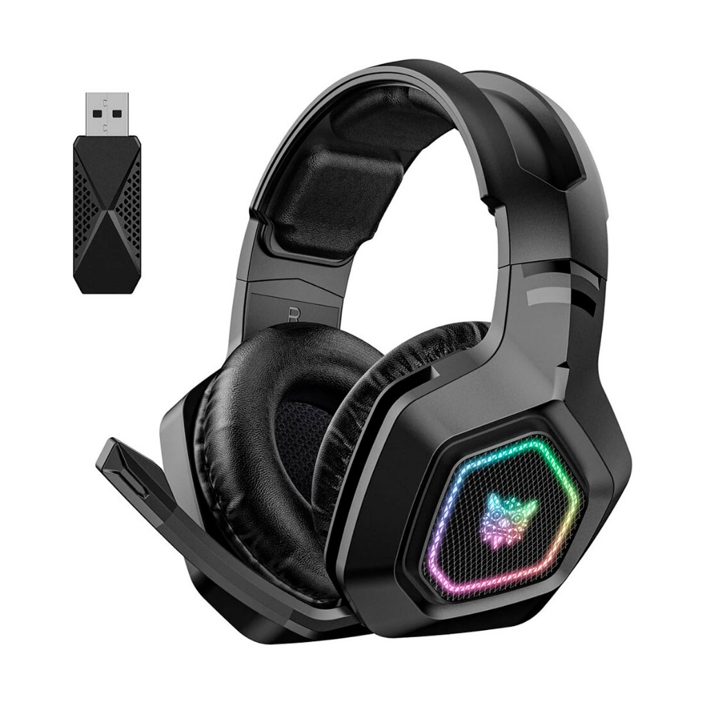 Fone Headset Gamer Sem Fios Profissional Onikuma B100 Bluetooth Wireless USB Type-C 2.4Ghz USB P3 RGB 60H Preto