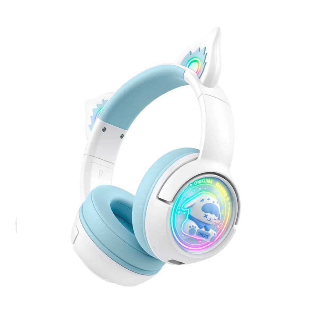 Headset Gamer Profissional Onikuma B5 Bluetooth 2.4Ghz Branco/Azul