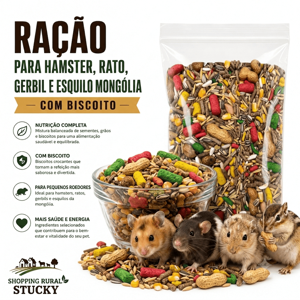 Mistura De Sementes Para Hamster, Rato, Esquilo Da Mongolia, Gerbil - 1kg